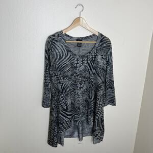 Jaipur Animal Print Black and Gray Metallic Tunic Medium